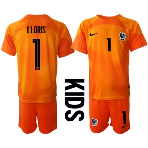 Lacne Dětský Futbalové dres Francúzsko Hugo Lloris #1 Brankarsky  MS 2022 Krátky Rukáv - Domáci (+ trenírky)